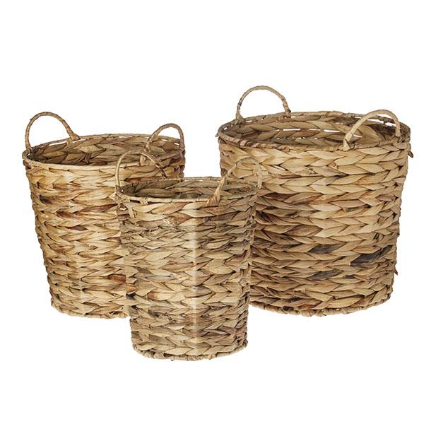 Comprar online - Pack 3 cestas mimbre con asas yute - Muy Mucho